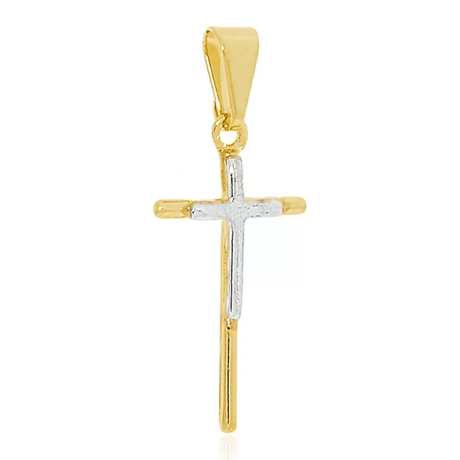 Pingente de crucifixo com detalhe - Folheado a Ouro 18k