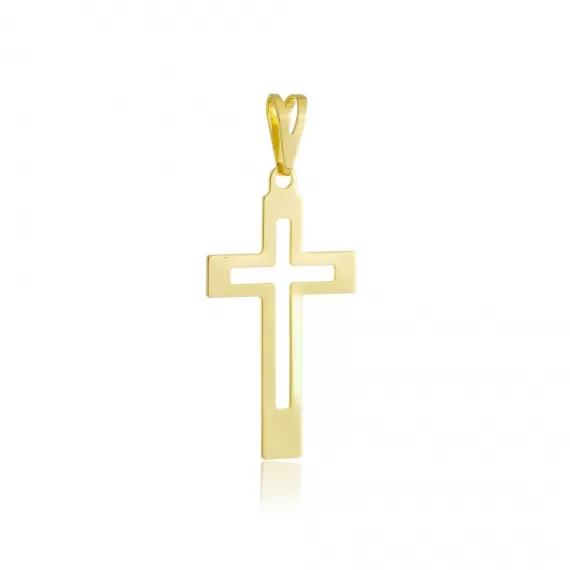 Pingente modelo de crucifixo vazado - Folheado a Ouro 18k