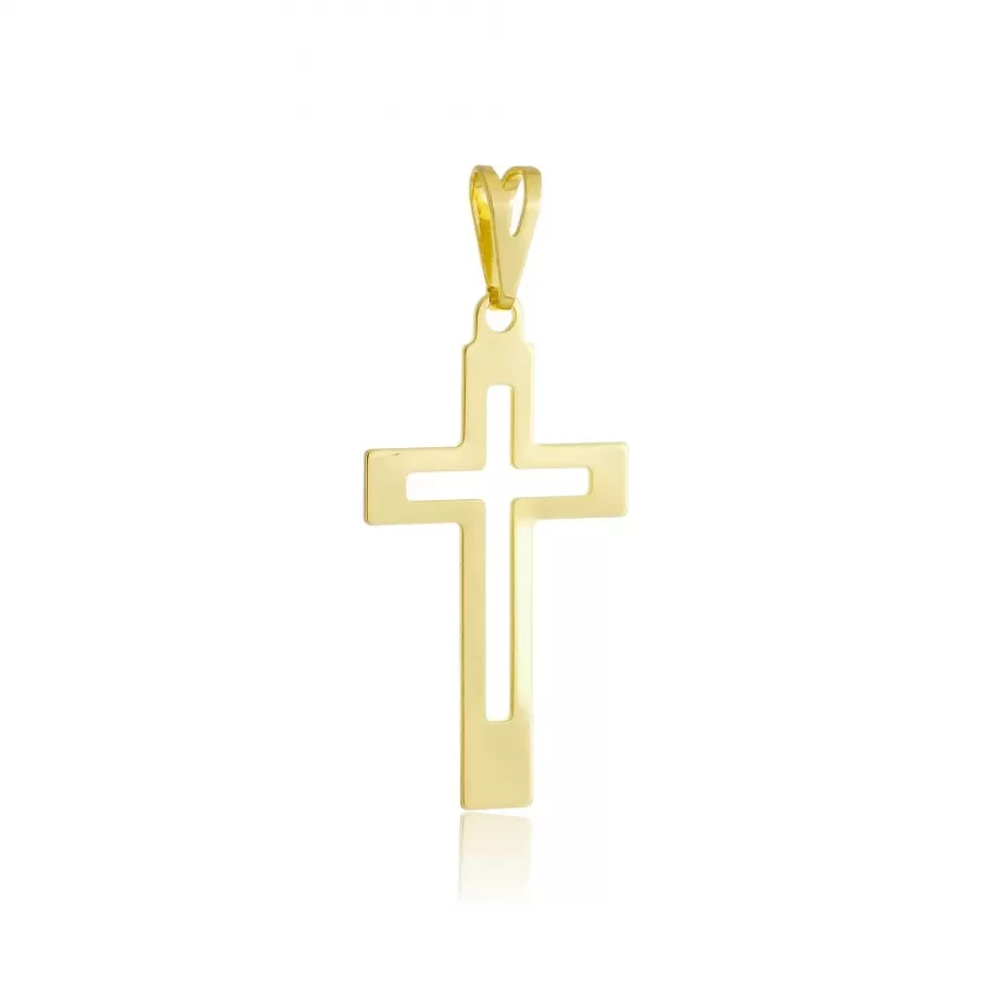 Pingente modelo de crucifixo vazado - Folheado a Ouro 18k