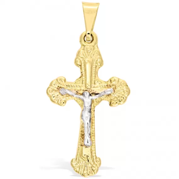 Pingente crucifixo com Jesus em rodhium - Folheado a Ouro 18k