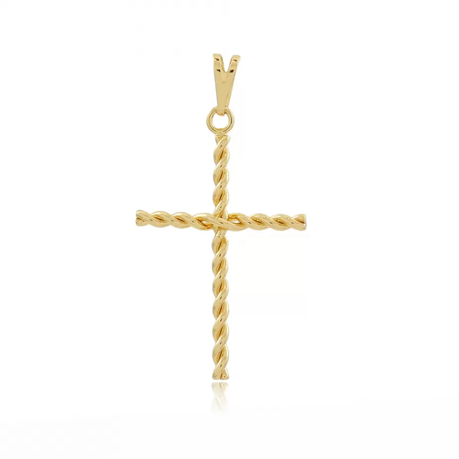 Pingente Modelo Cruz de Fio Torcido - Folheado a Ouro 18k