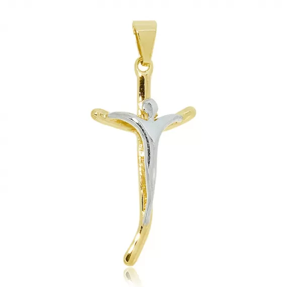 Pingente modelo crucifixo com detalhe em rodhium - Folheado a Ouro 18k