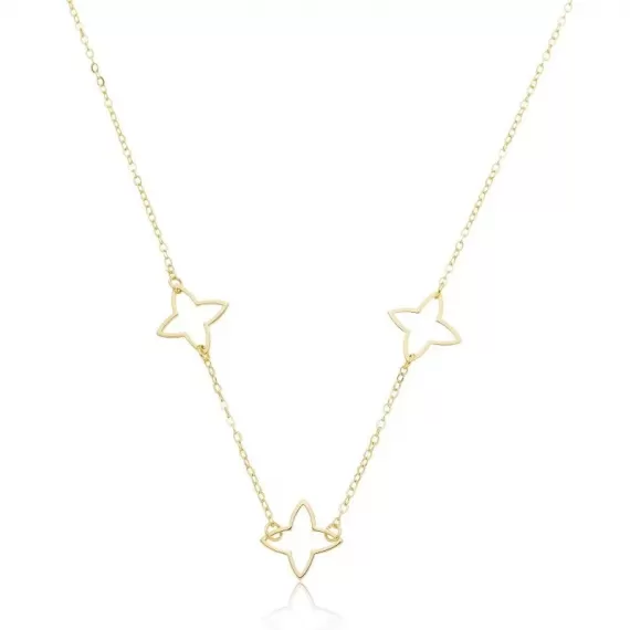 Choker com 3 estrelas intercaladas por corrente - Folheado a Ouro 18k