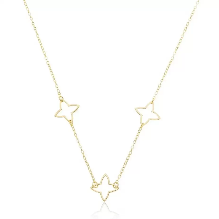 Choker com 3 estrelas intercaladas por corrente - Folheado a Ouro 18k