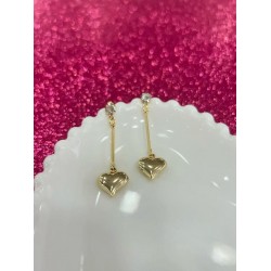 Brinco de Pedra com Coração Pendurado - Folheado a Ouro 18k 